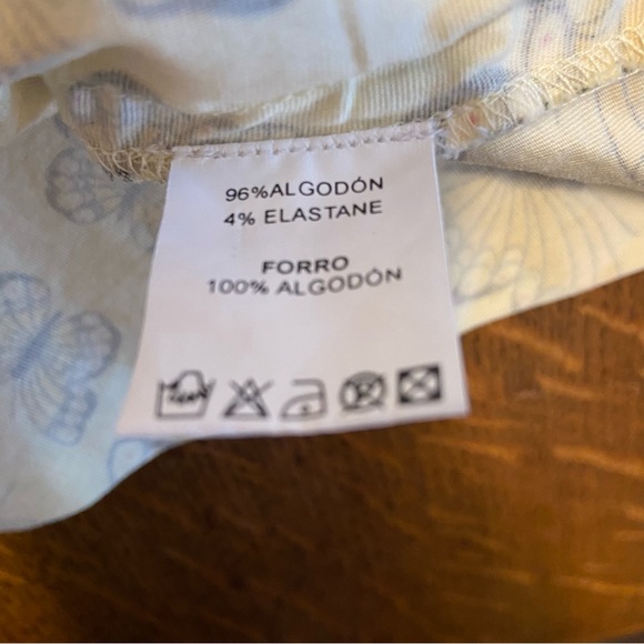 NIZA SPAIN YELLOW BUTTERFLY PRINT EMBROIDERED RIBBON SPLIT NECK SLEEVELESS DRESS - Picture 16 of 16